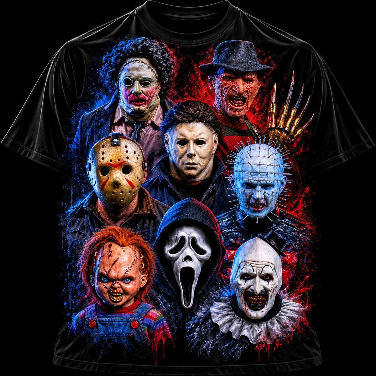 Horror Icons T-Shirt, Slasher Horror Shirt, Scary Movie Inspired Tee, Halloween Horror Graphic Shirt, Horror Fan Gift, Spooky Season Tee
