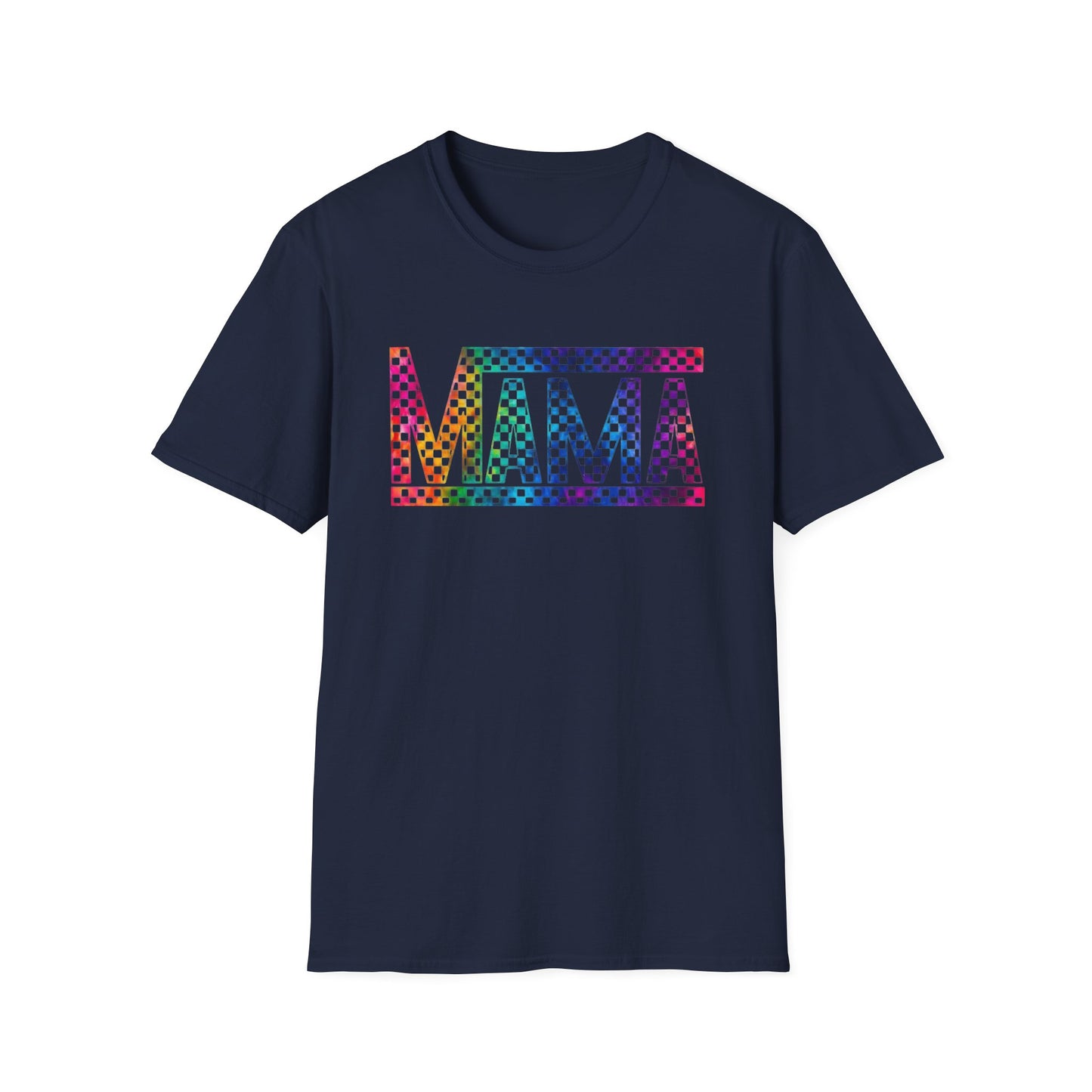 Mama Rainbow Checkered T-Shirt — Colorful Pride Mom Tee