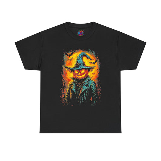 Jack-o'-Lantern Scarecrow Tee | Halloween Pumpkin Horror Graphic Shirt