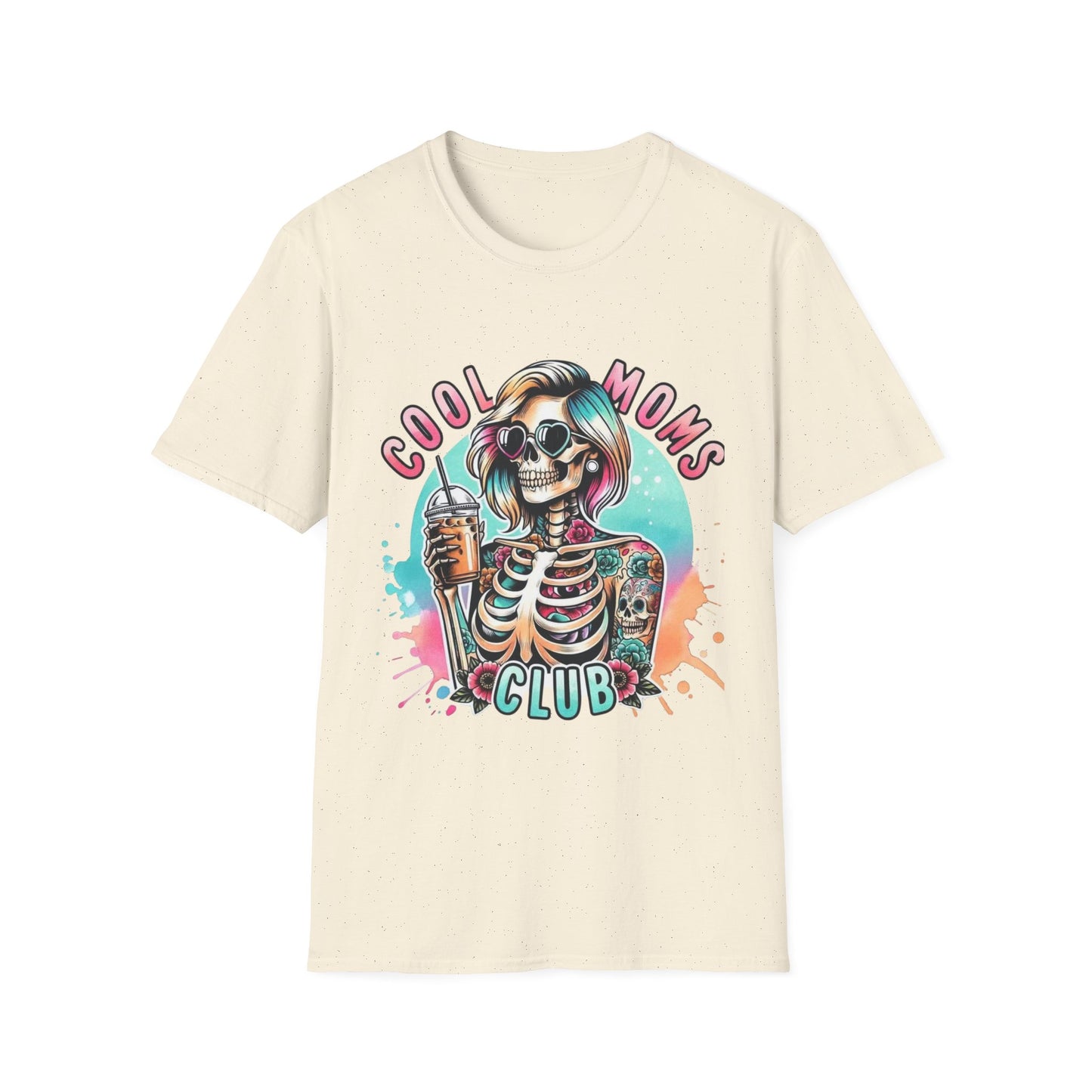 Cool Moms Club T-Shirt — Colorful Tattooed Skeleton Mom Graphic Tee