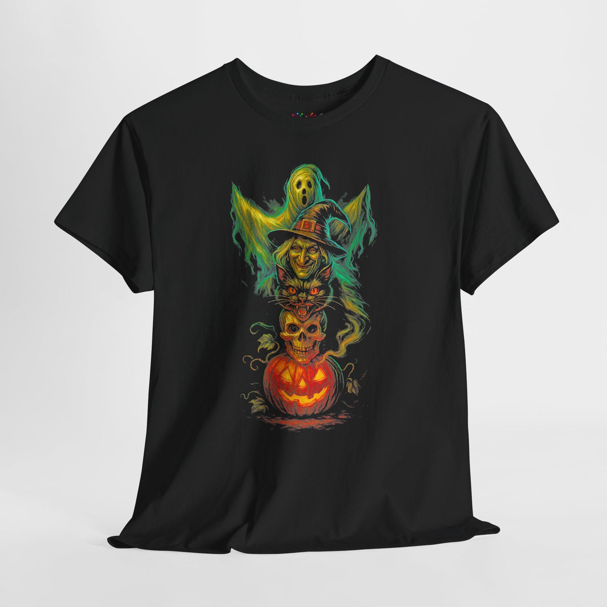 Haunted Totem Pumpkin Skull Tee | Halloween Witch Ghost Horror Shirt