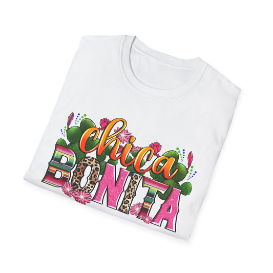 Chica Bonita Graphic T-Shirt — Colorful Floral Latina Pride Tee