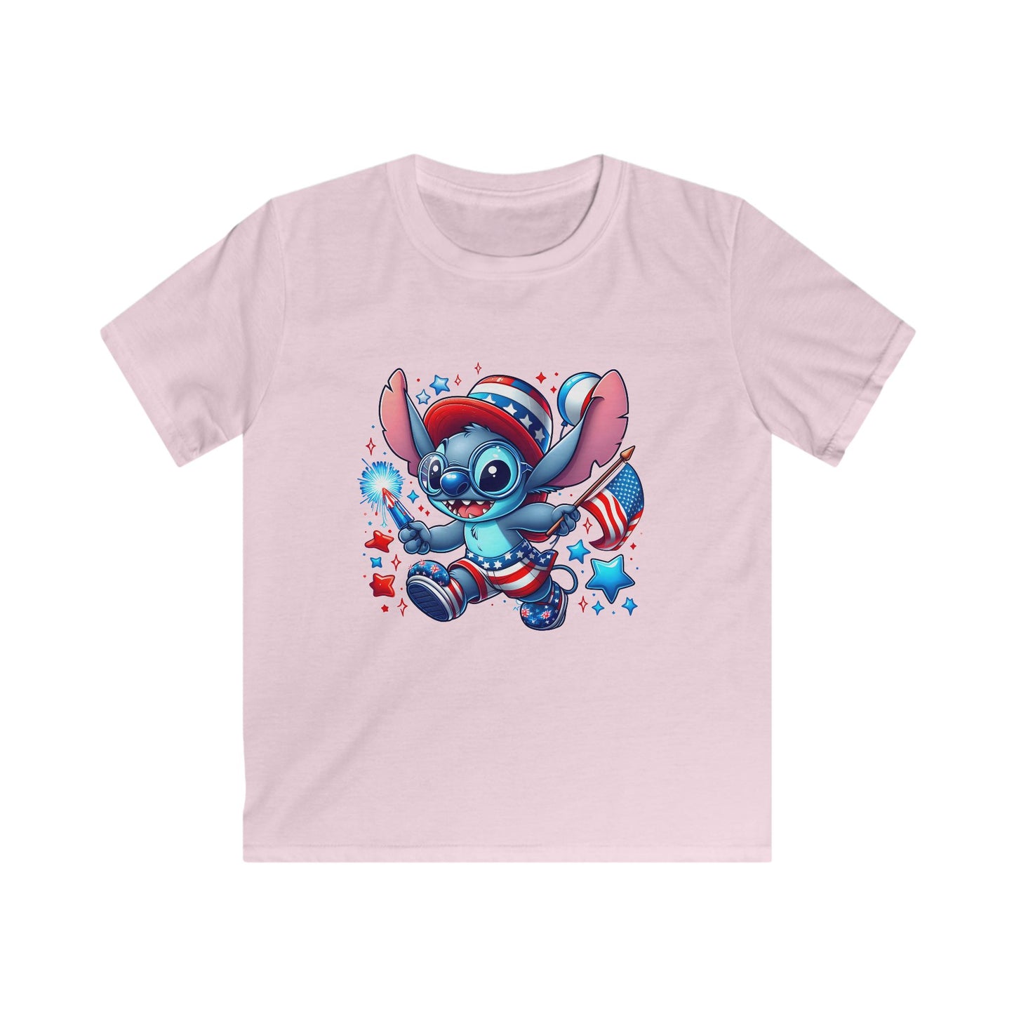 Kids Tee — Patriotic Cartoon Alien in Red, White & Blue