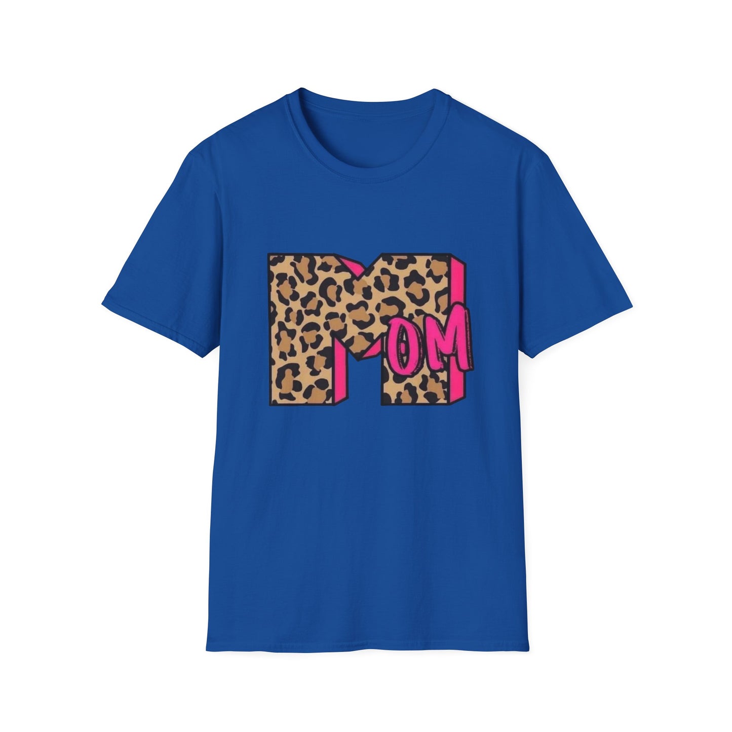 Mom Leopard Print Graphic Tee — Bold Pink 'MOM' Design