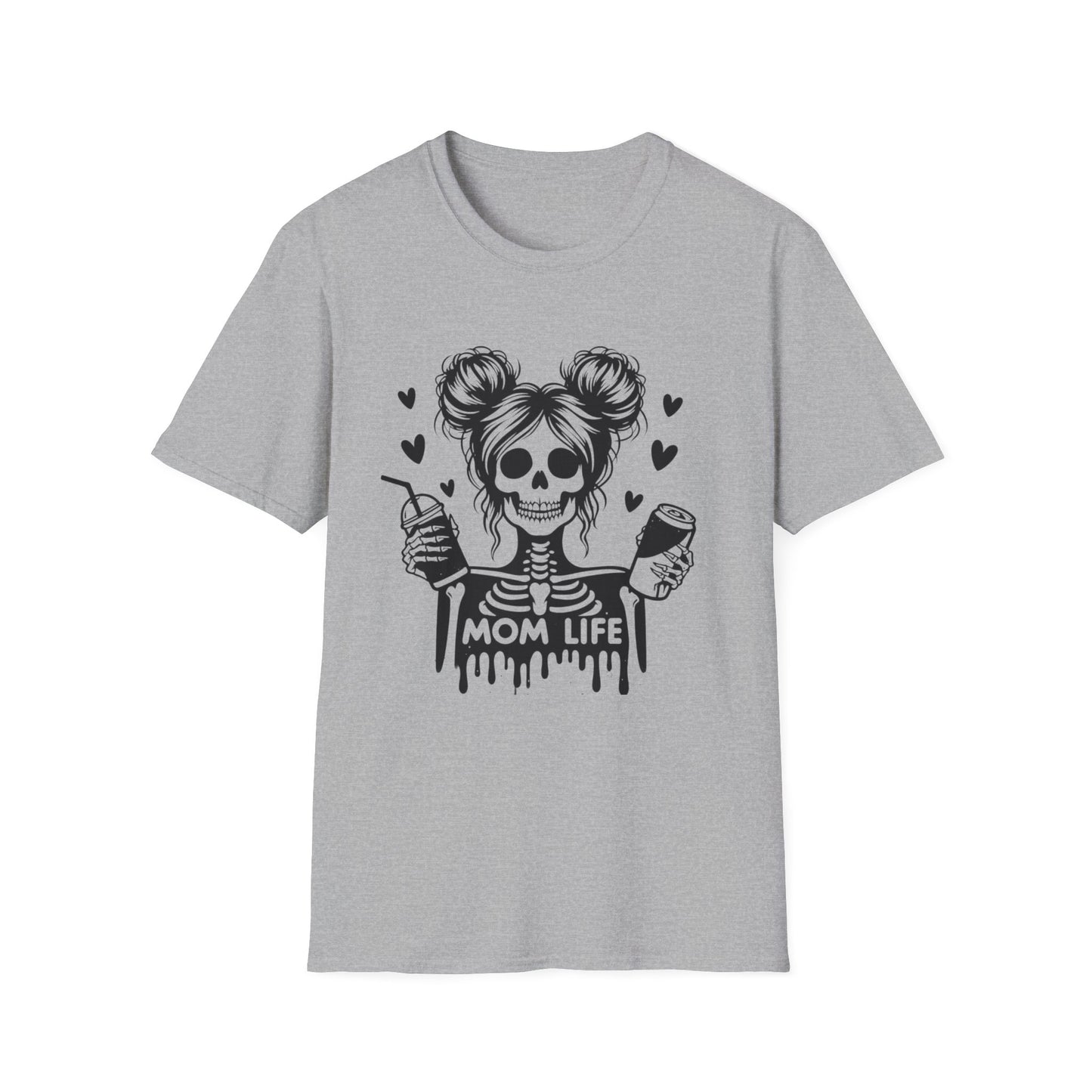 Mom Life Skull T-Shirt — Funny Mom Graphic Tee with Coffee & Wine Design
