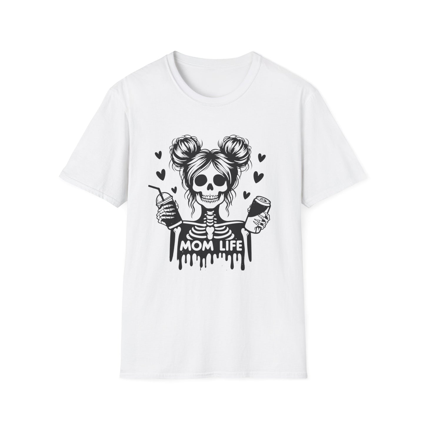 Mom Life Skull T-Shirt — Funny Mom Graphic Tee with Coffee & Wine Design
