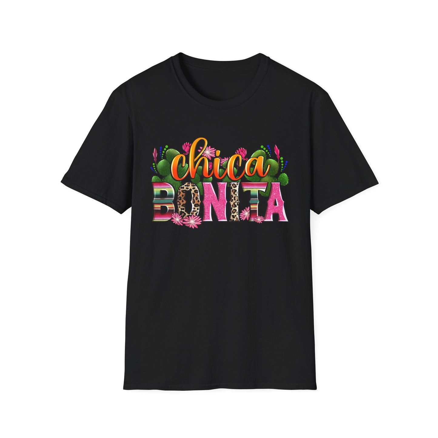 Chica Bonita Graphic T-Shirt — Colorful Floral Latina Pride Tee