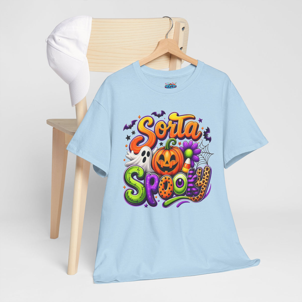Sorta Spooky Halloween Design T-Shirt | Pumpkin Ghosts Bats