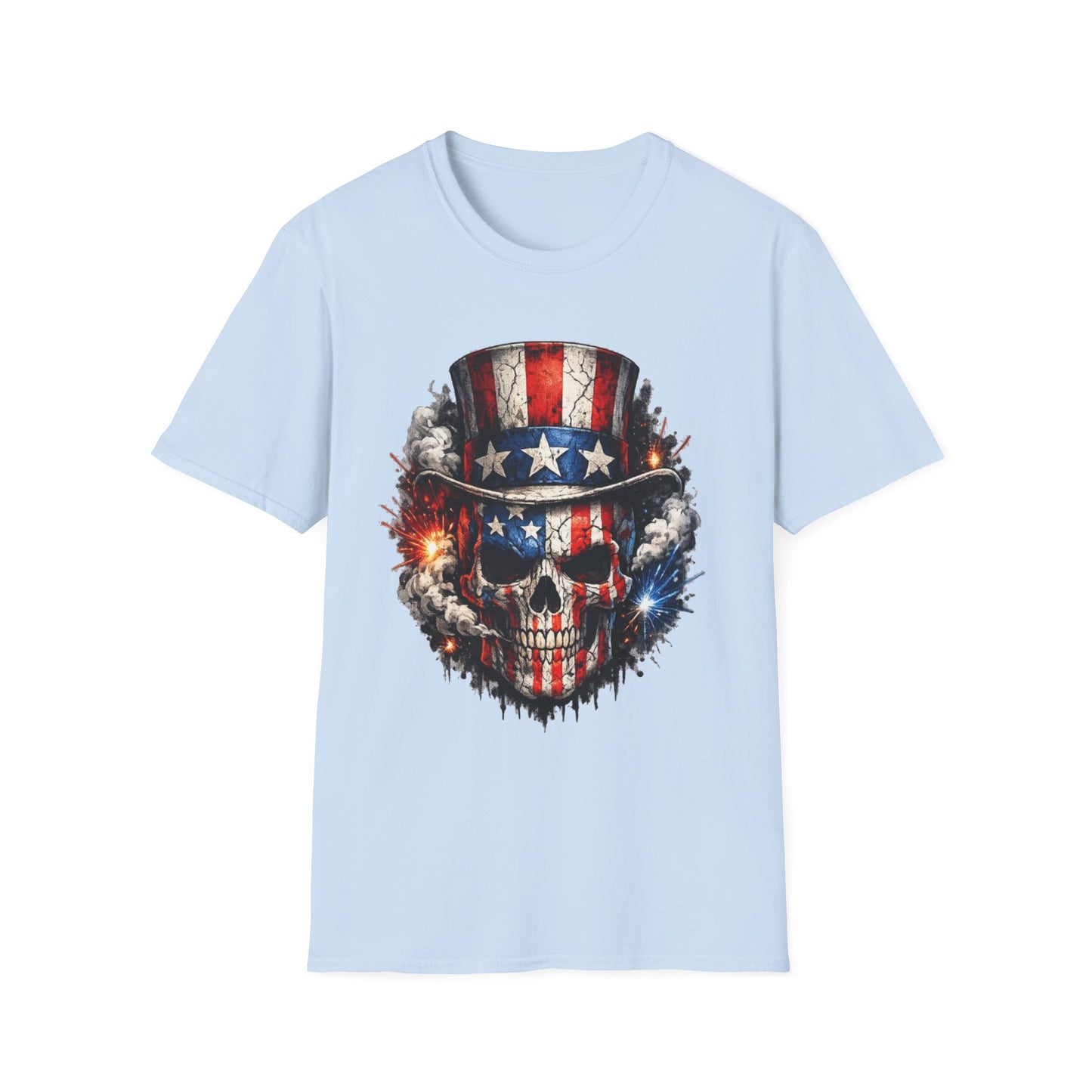 American Flag Skull T-Shirt — Patriotic Uncle Sam Skull Graphic Tee