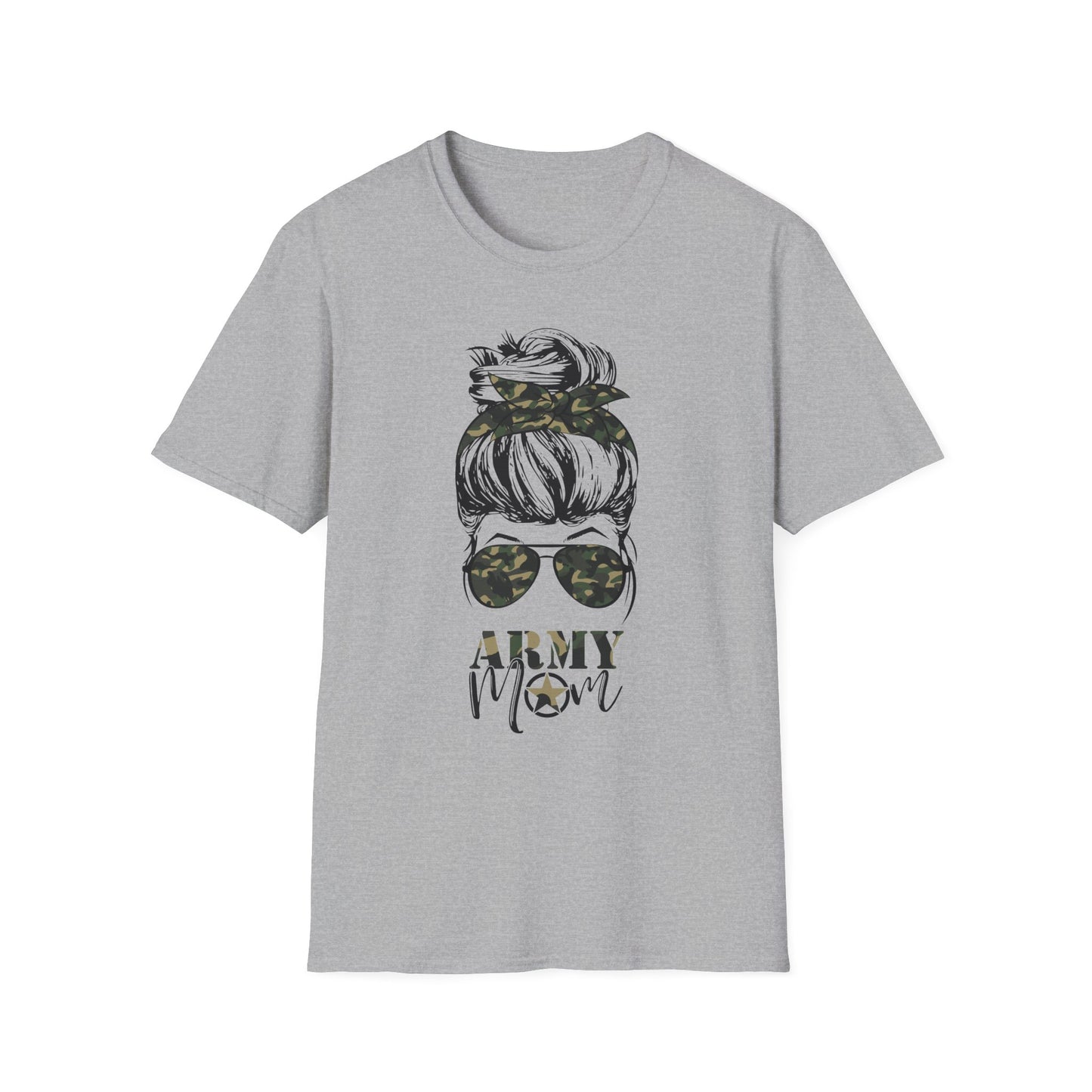 Army Mom T-Shirt — Camo Sunglasses & Messy Bun Military Mom Tee