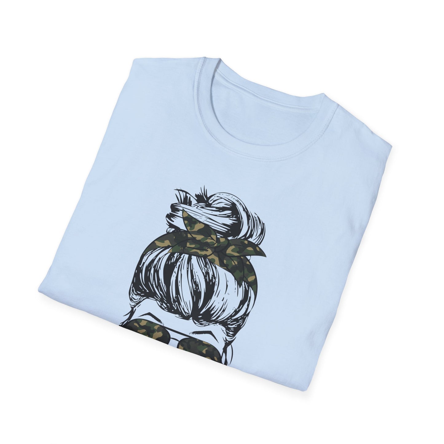 Army Mom T-Shirt — Camo Sunglasses & Messy Bun Military Mom Tee