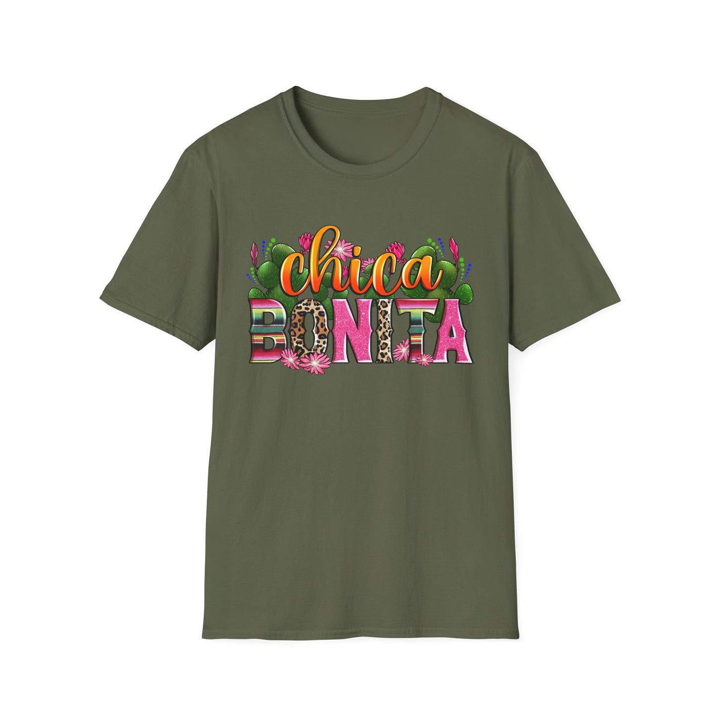 Chica Bonita Graphic T-Shirt — Colorful Floral Latina Pride Tee