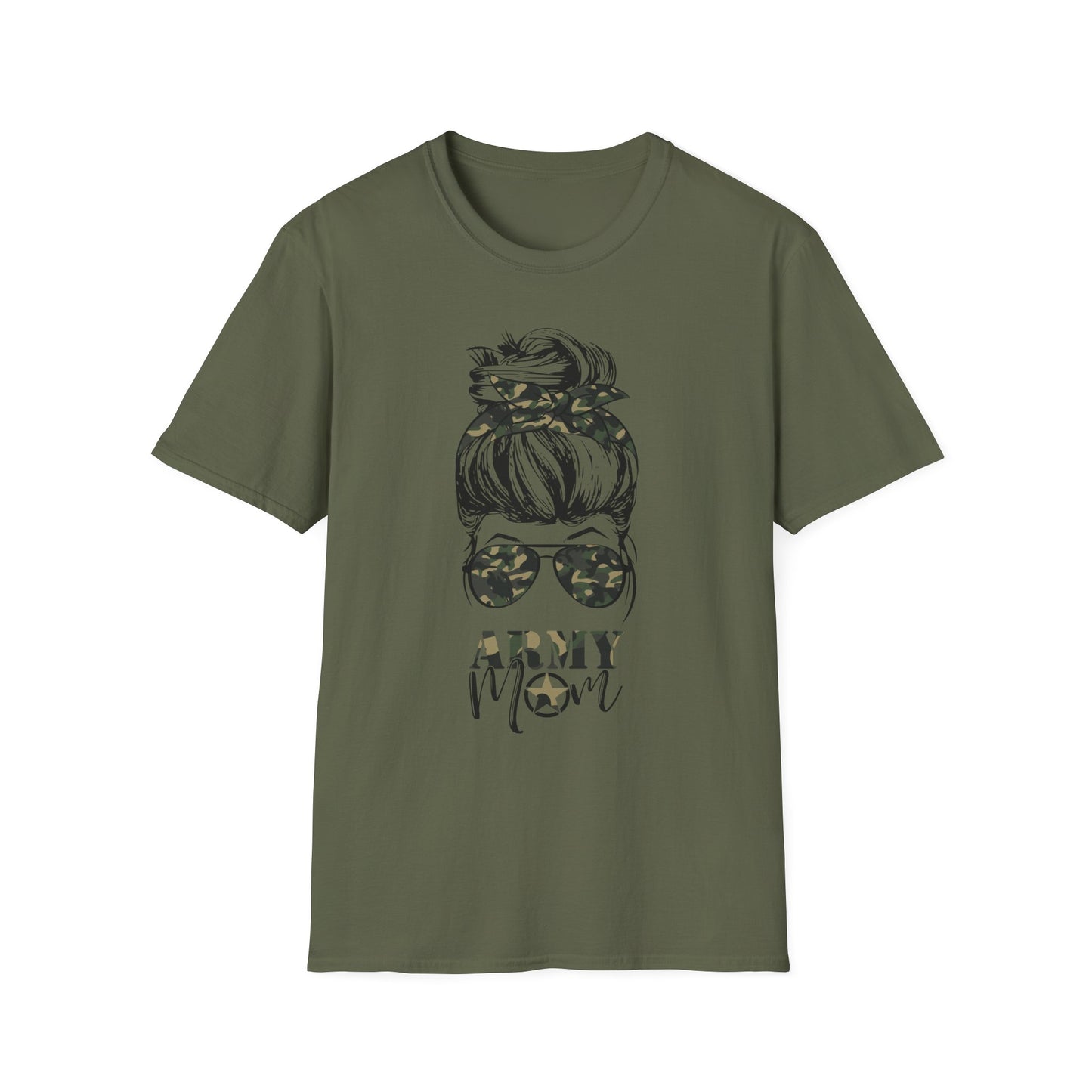 Army Mom T-Shirt — Camo Sunglasses & Messy Bun Military Mom Tee