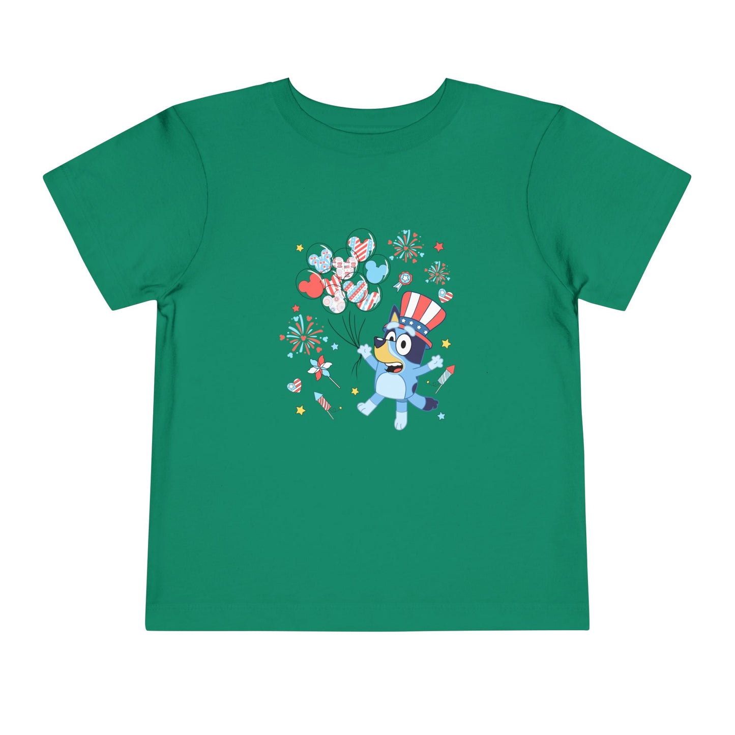 Patriotic Kids Tee — Cute Blue Bird in Uncle Sam Hat (Toddler Short Sleeve)