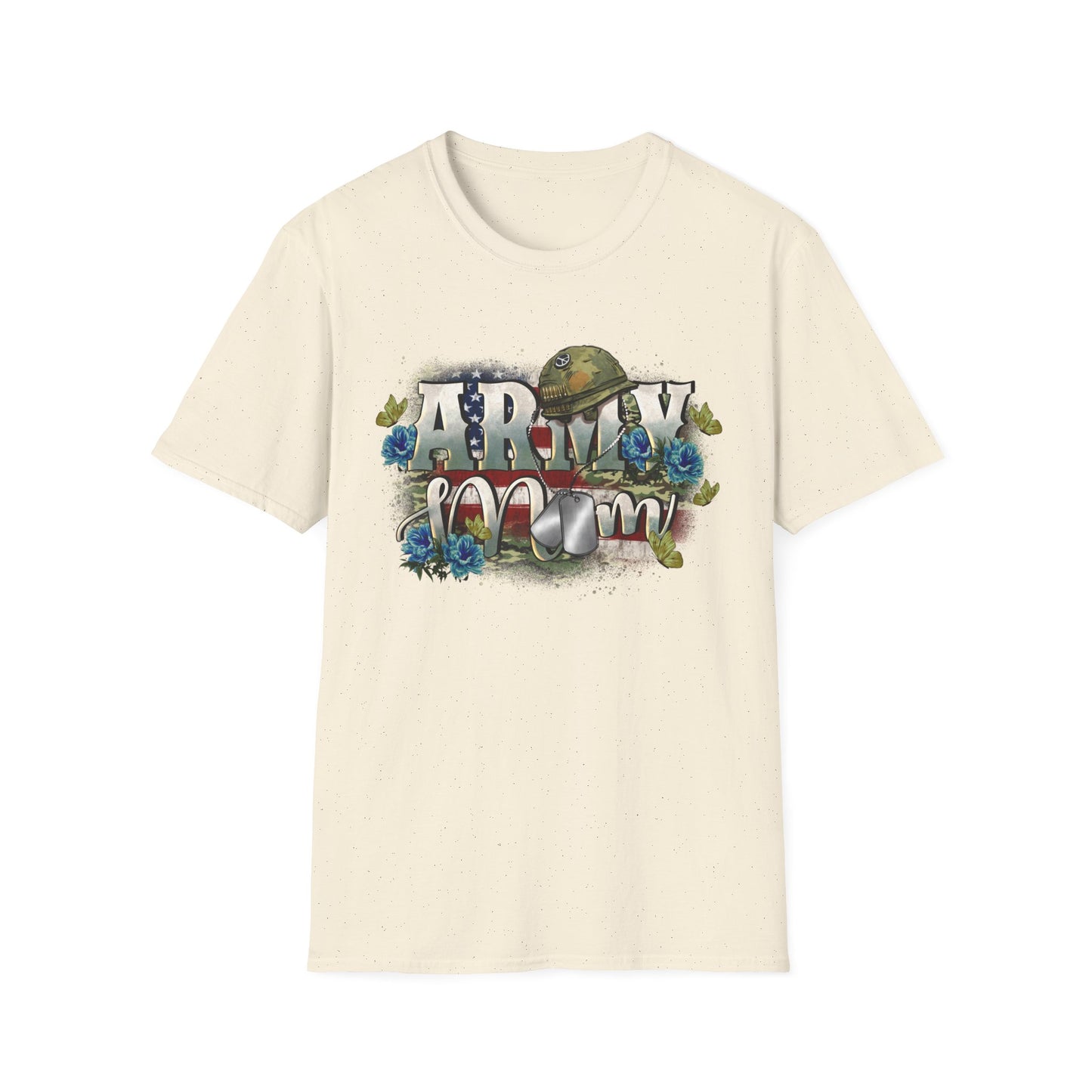 Army Mom T-Shirt — Patriotic Military Mom Tee with Helmet & Poppies
