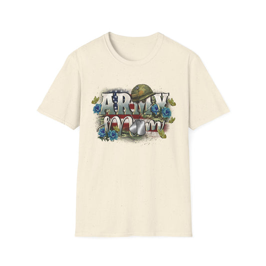 Army Mom T-Shirt — Patriotic Military Mom Tee with Helmet & Poppies