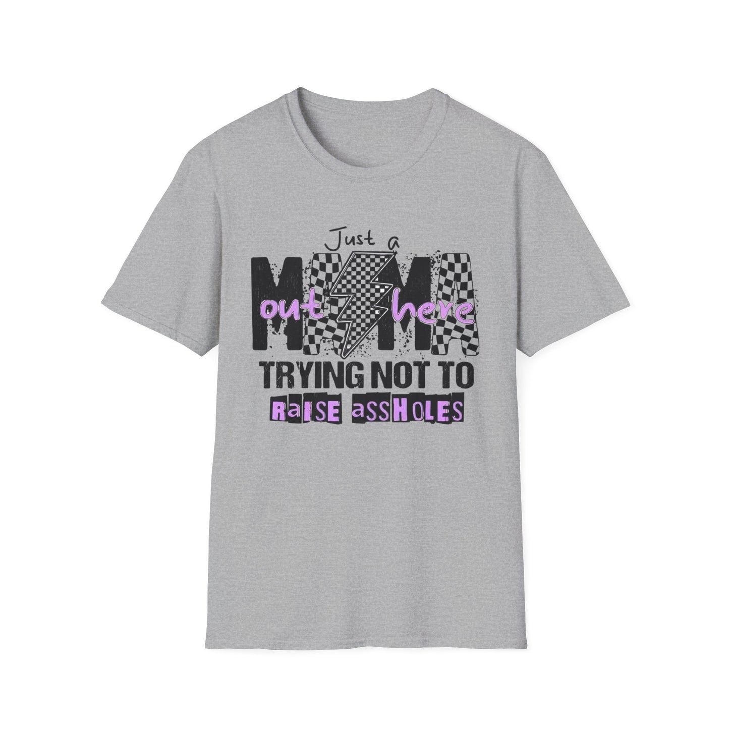 Mama Graphic Tee — "Just a Mama Trying Not to Raise Assholes" Funny Mom Shirt