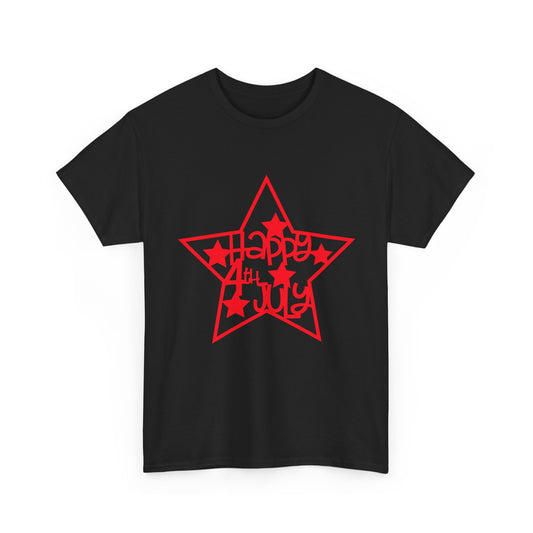 Independence Day Star T-Shirt — "Happy 4th of July" Red Star Graphic Tee