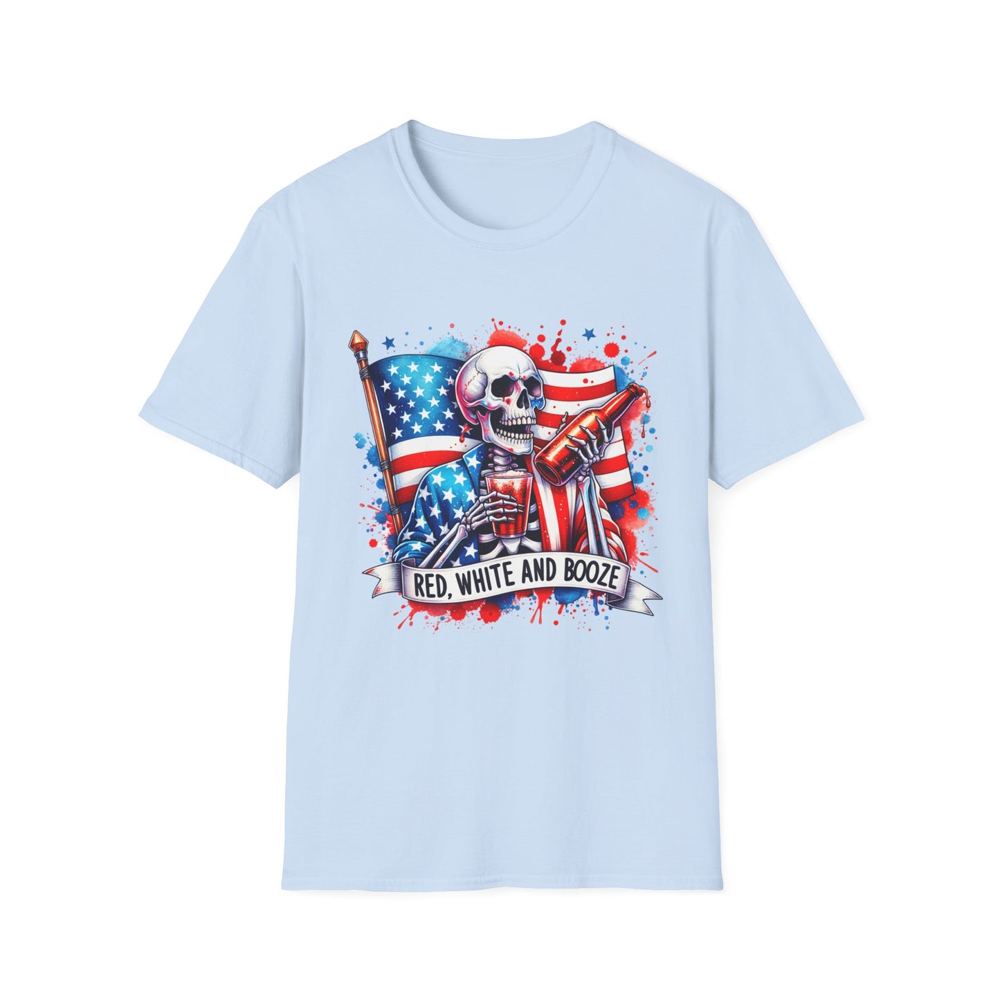 Patriotic Skull "Red, White and Booze" T-Shirt