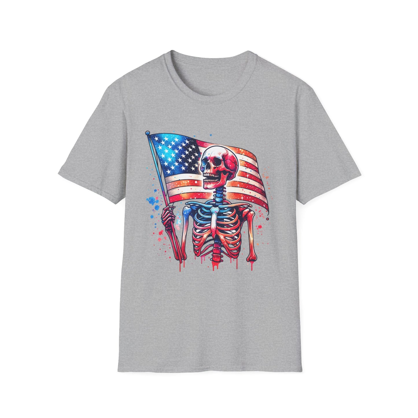 American Flag Skeleton T-Shirt — Patriotic Skull Tee for 4th of July