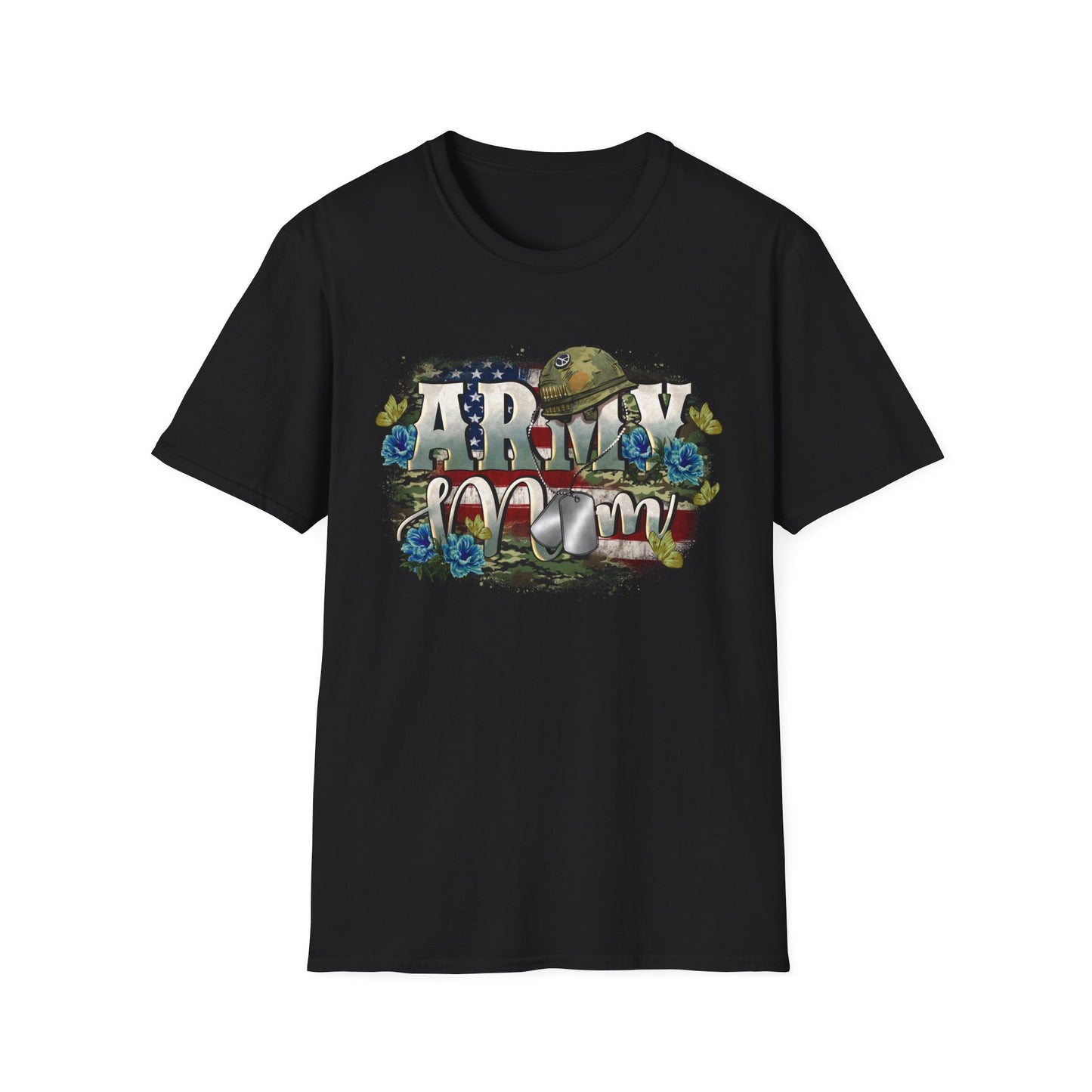 Army Mom T-Shirt — Patriotic Military Mom Tee with Helmet & Poppies