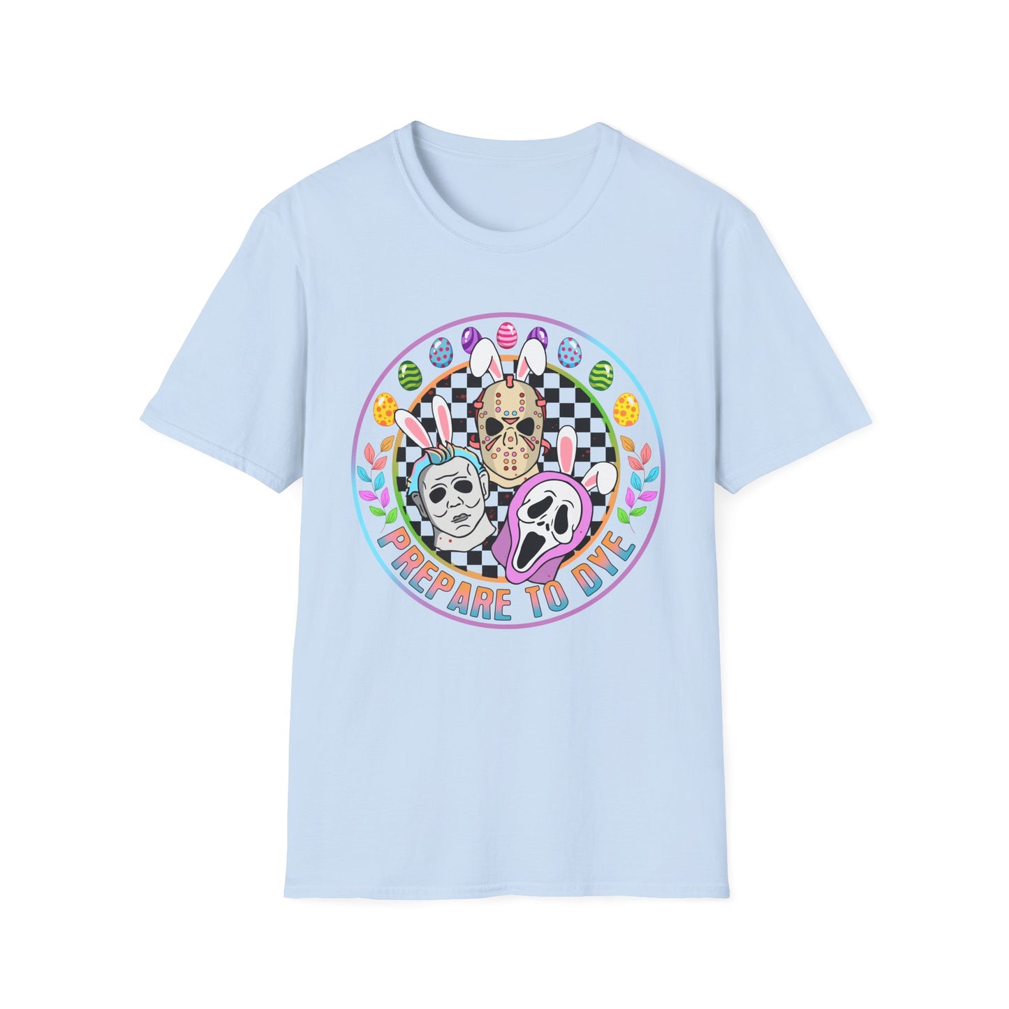 Prepare to Die Easter Horror T-Shirt — Pastel Slasher Mask Design