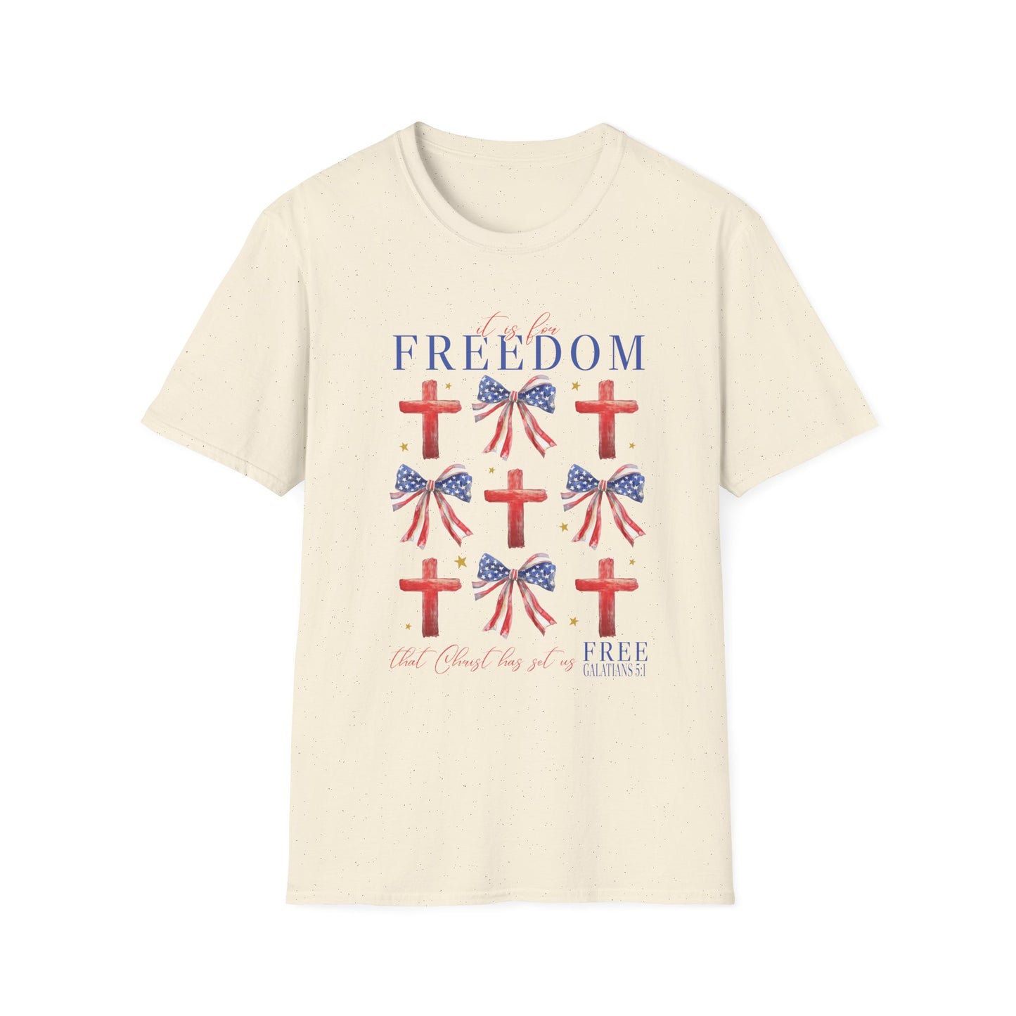 Freedom Crosses Patriotic T-Shirt — American Flag Bows & Crosses (Fourth of July)