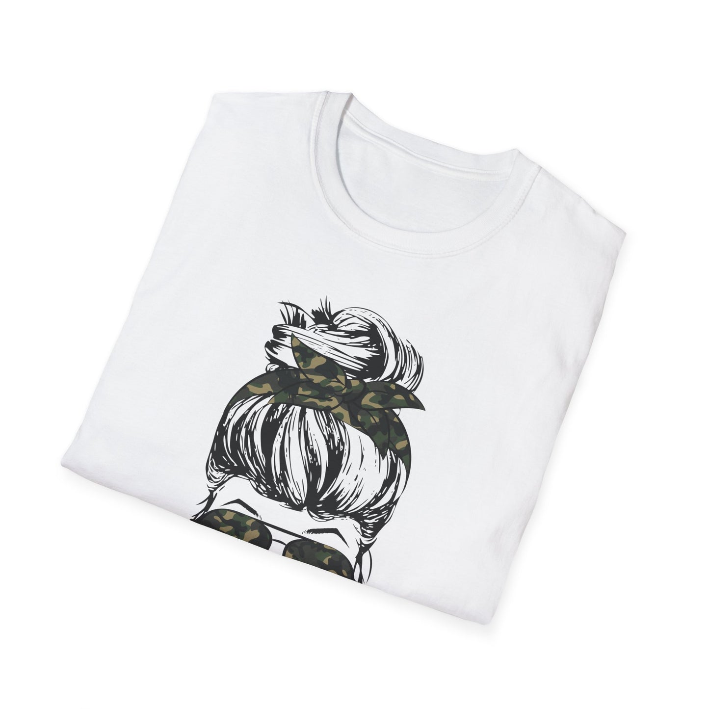 Army Mom T-Shirt — Camo Sunglasses & Messy Bun Military Mom Tee
