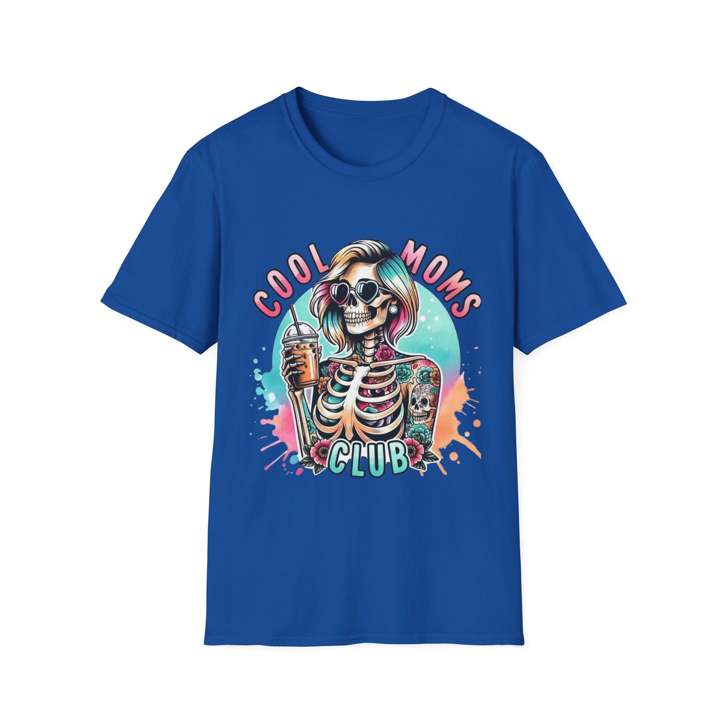 Cool Moms Club T-Shirt — Colorful Tattooed Skeleton Mom Graphic Tee