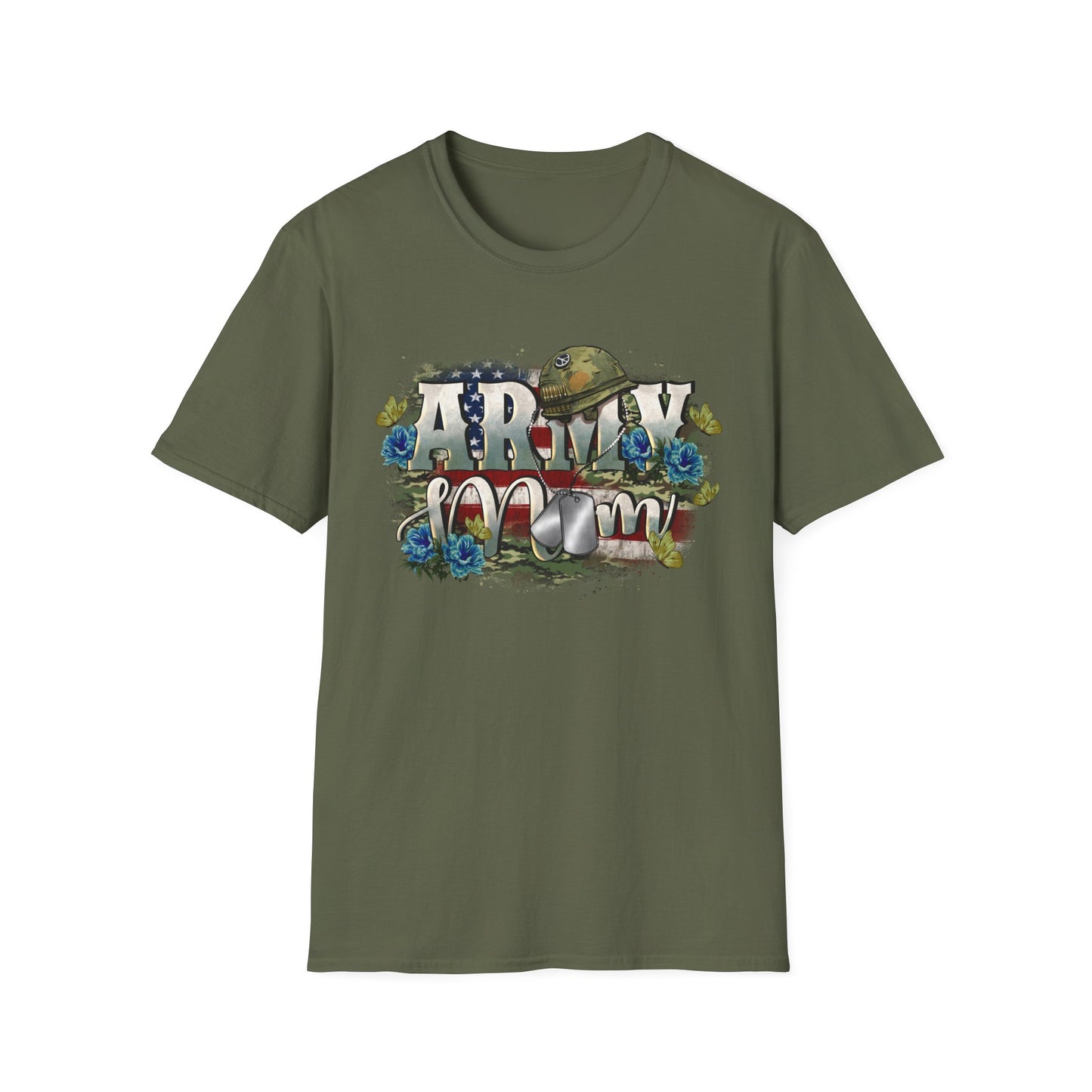 Army Mom T-Shirt — Patriotic Military Mom Tee with Helmet & Poppies