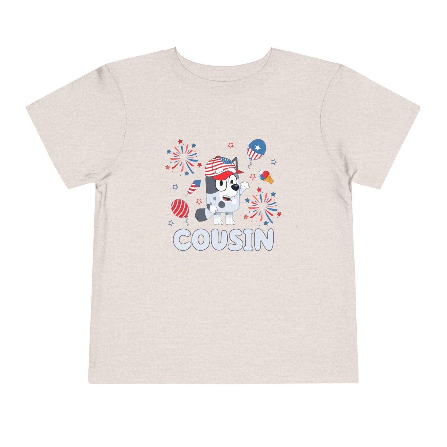Patriotic Puppy “Cousin” Toddler Tee — 4th of July Kids Shirt