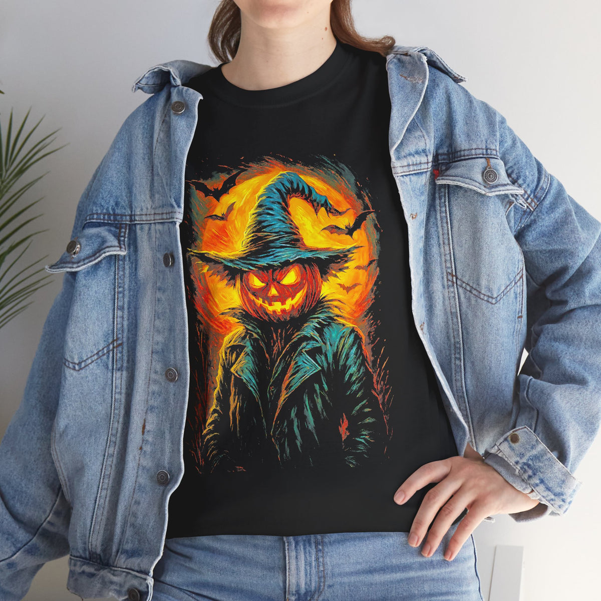 Jack-o'-Lantern Scarecrow Tee | Halloween Pumpkin Horror Graphic Shirt