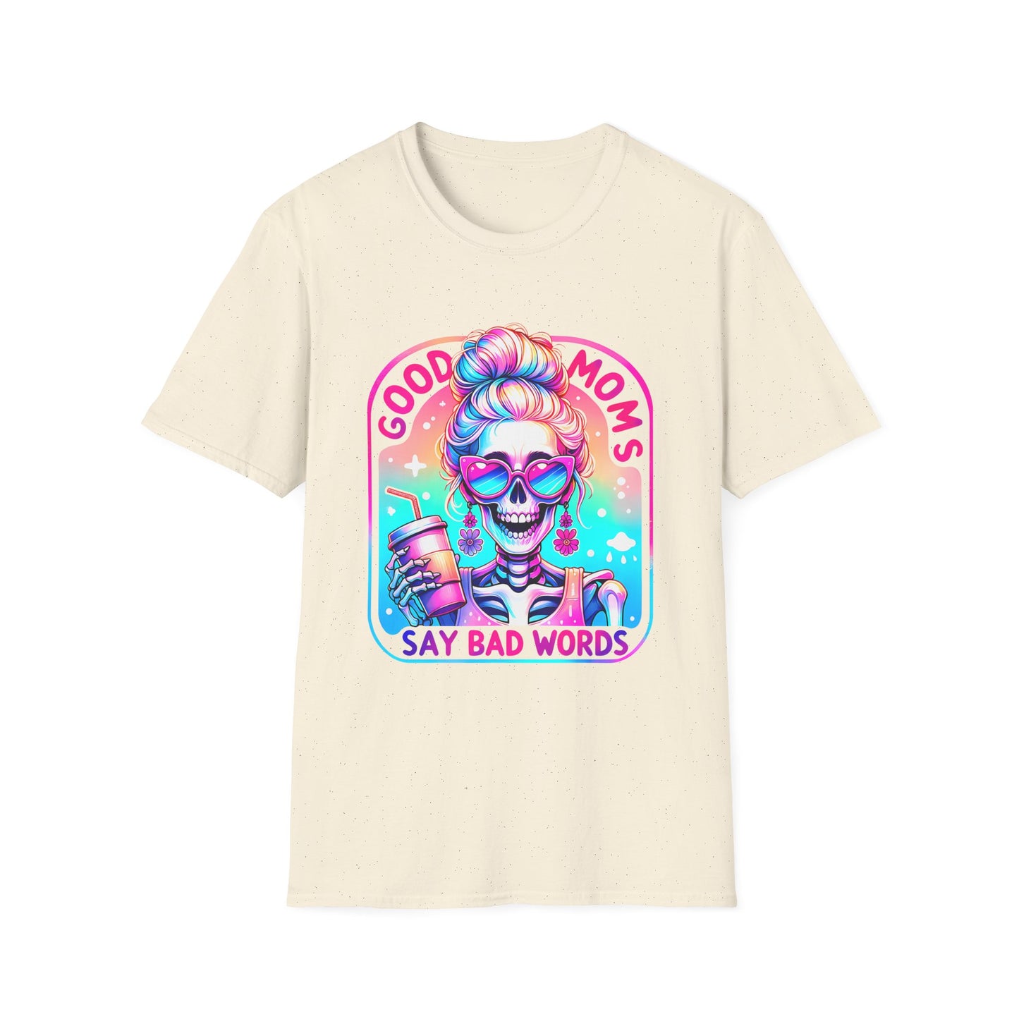 Funny 'Good Moms Say Bad Words' T-Shirt — Colorful Skull Mom Graphic Tee