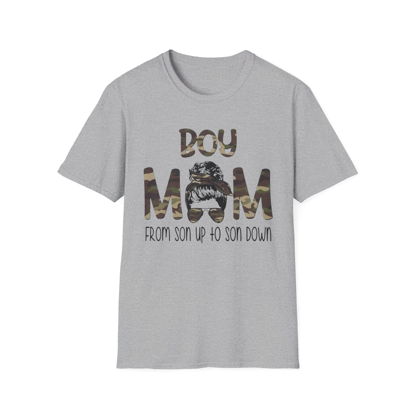 Boy Mom T-Shirt – 'Boy Mom From Son Up To Son Down' Camo Graphic Tee