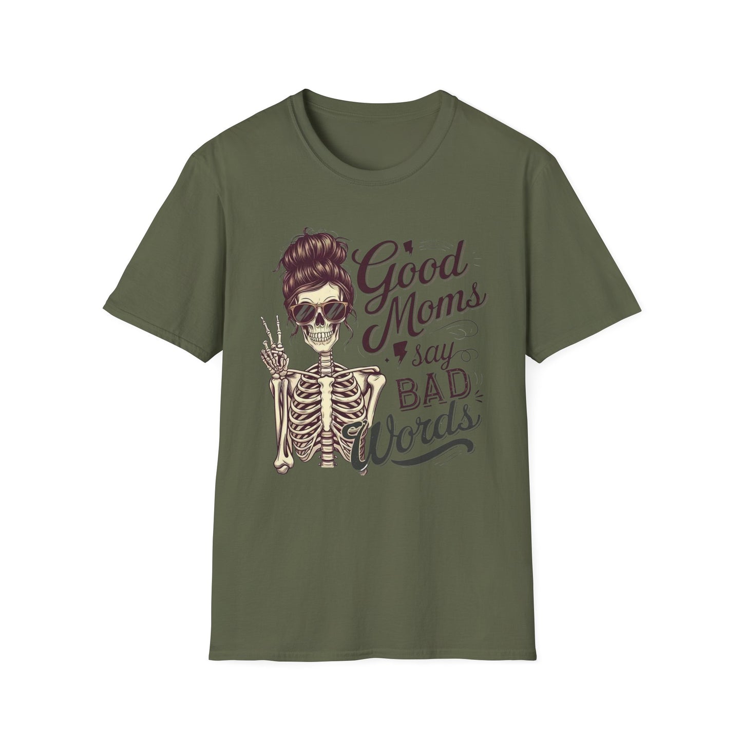 T-Shirt — "Good Moms Say Bad Words" Skeleton Mom Graphic Tee