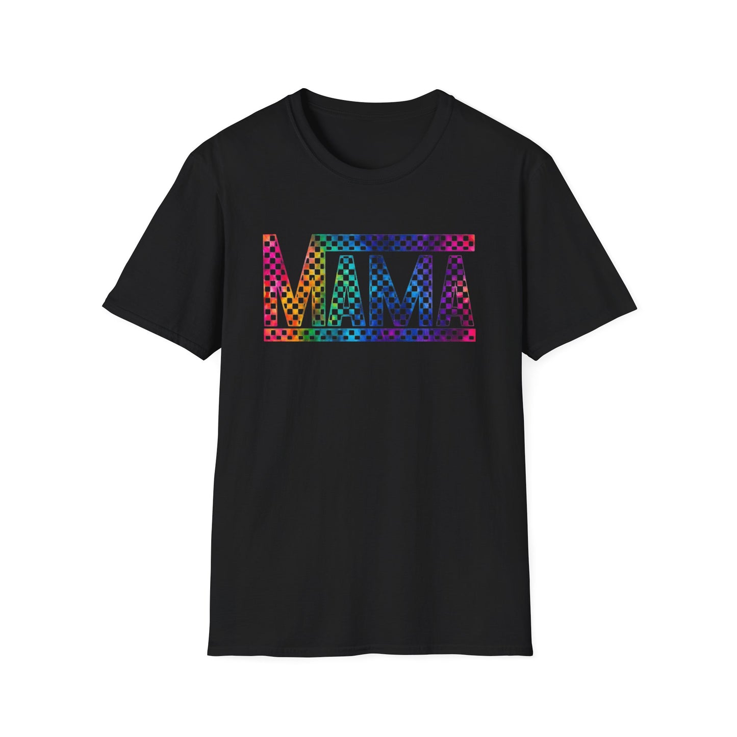 Mama Rainbow Checkered T-Shirt — Colorful Pride Mom Tee