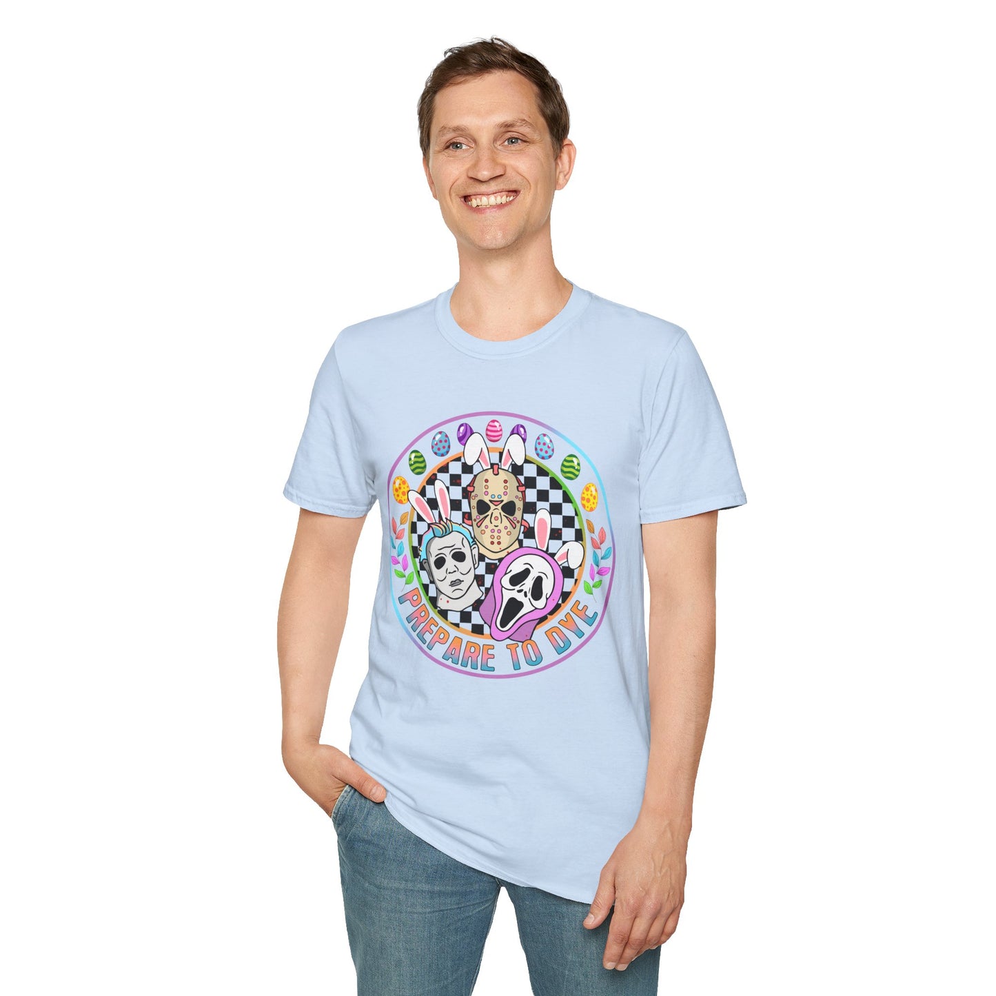 Prepare to Die Easter Horror T-Shirt — Pastel Slasher Mask Design