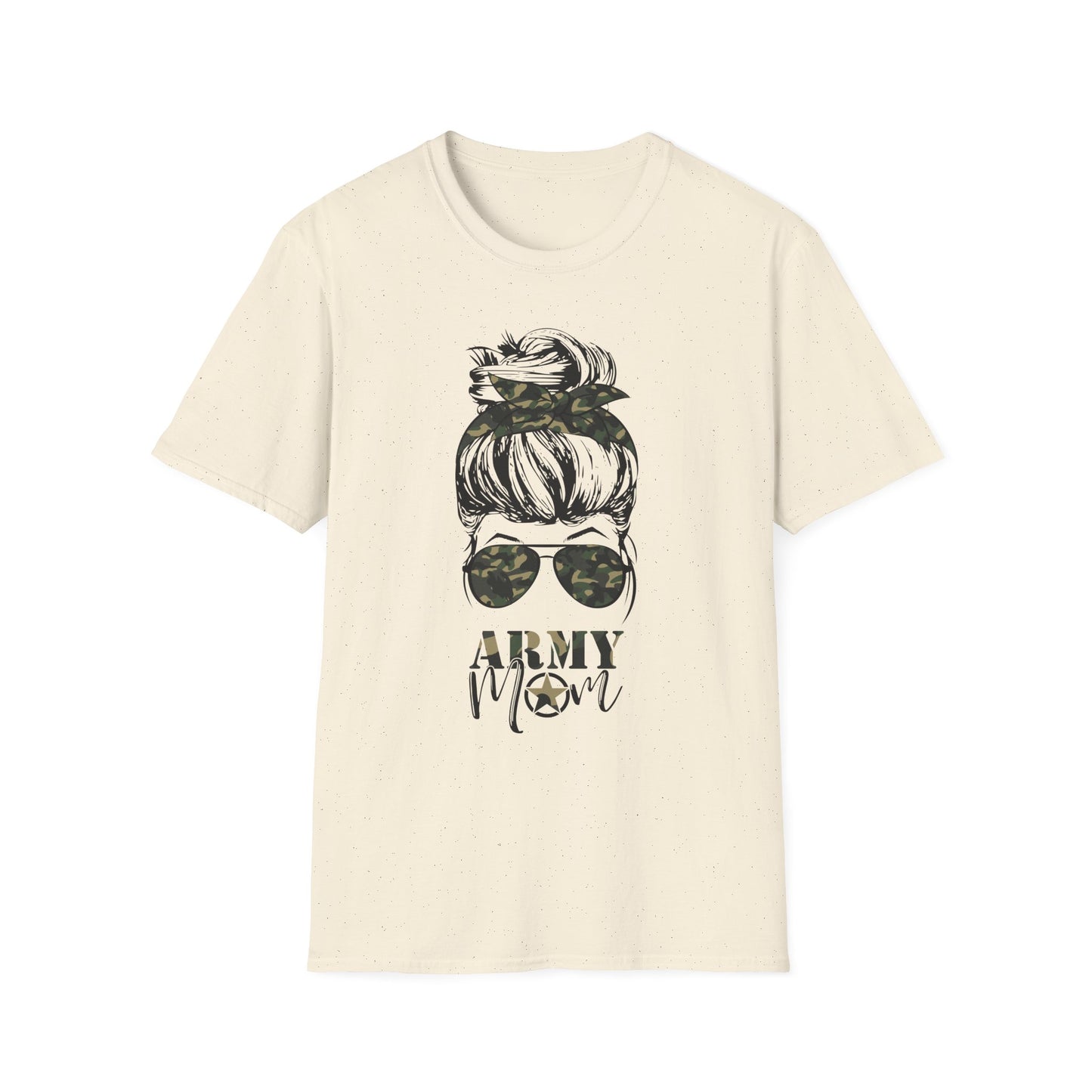 Army Mom T-Shirt — Camo Sunglasses & Messy Bun Military Mom Tee
