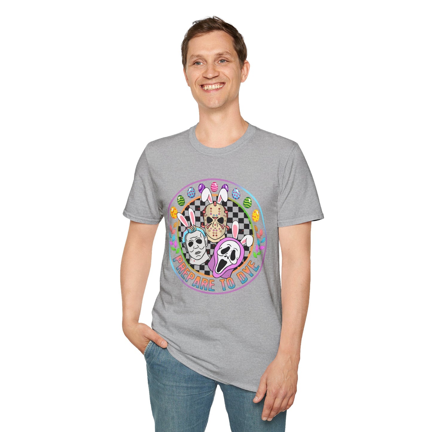 Prepare to Die Easter Horror T-Shirt — Pastel Slasher Mask Design
