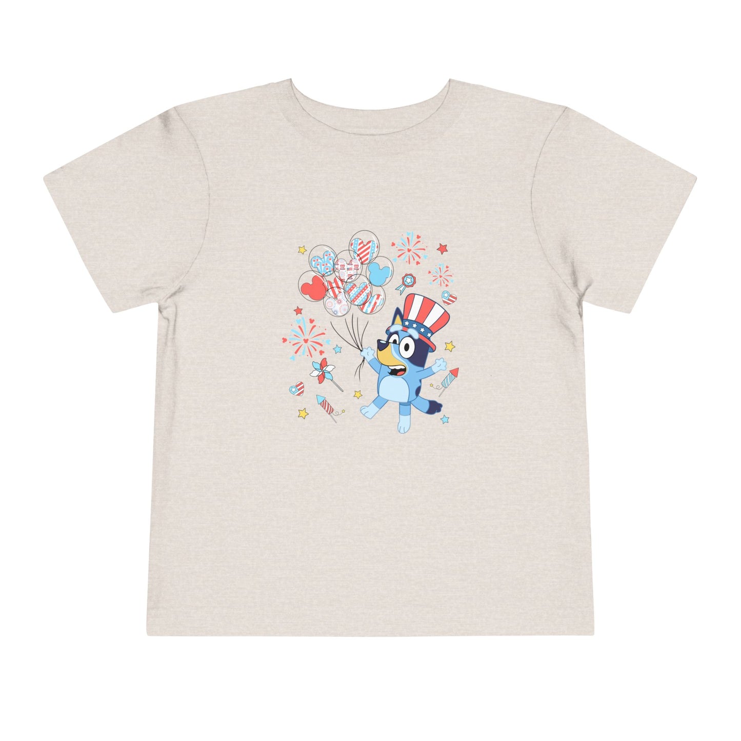 Patriotic Kids Tee — Cute Blue Bird in Uncle Sam Hat (Toddler Short Sleeve)