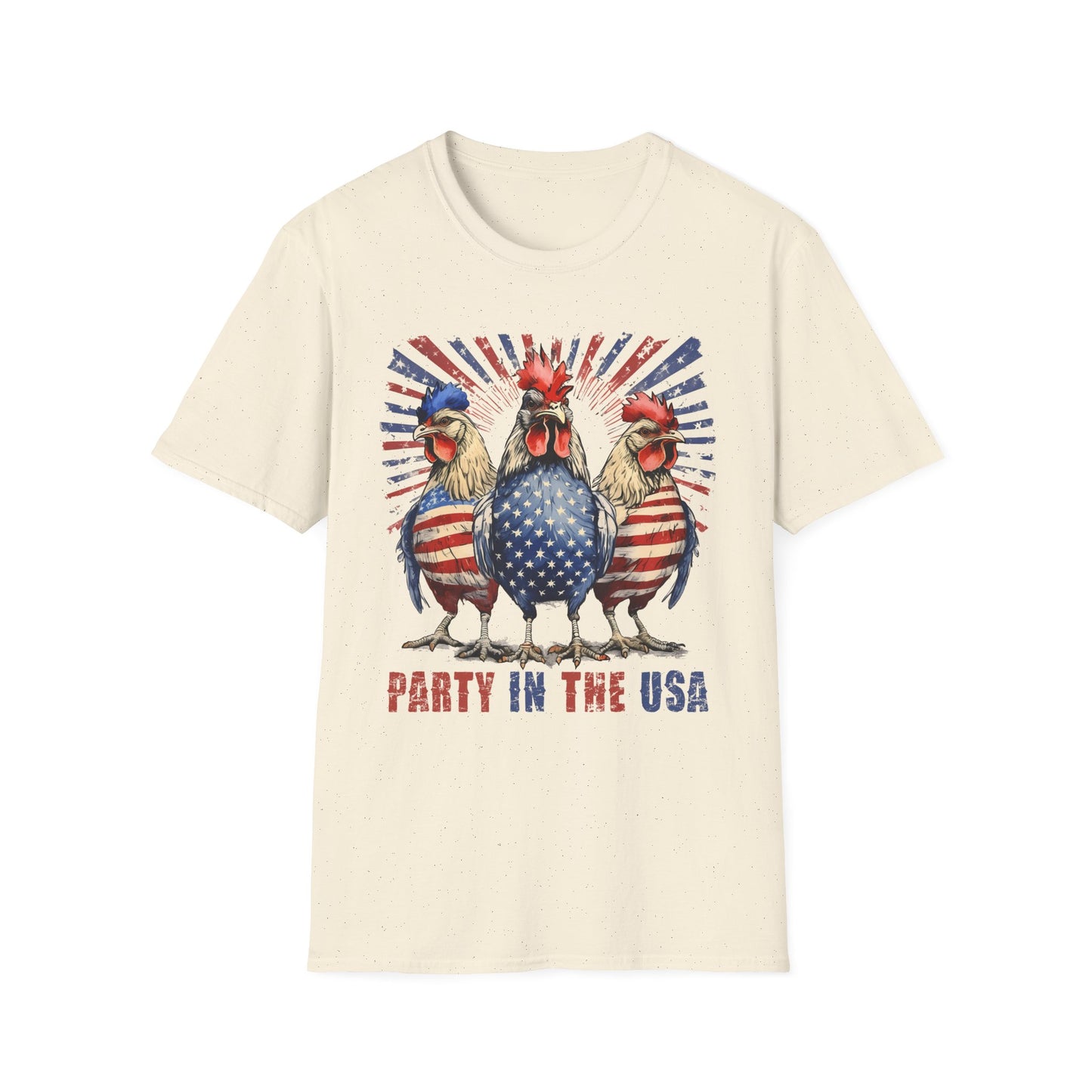 Party in the USA Rooster T-Shirt — Patriotic 4th of July Chicken Tee