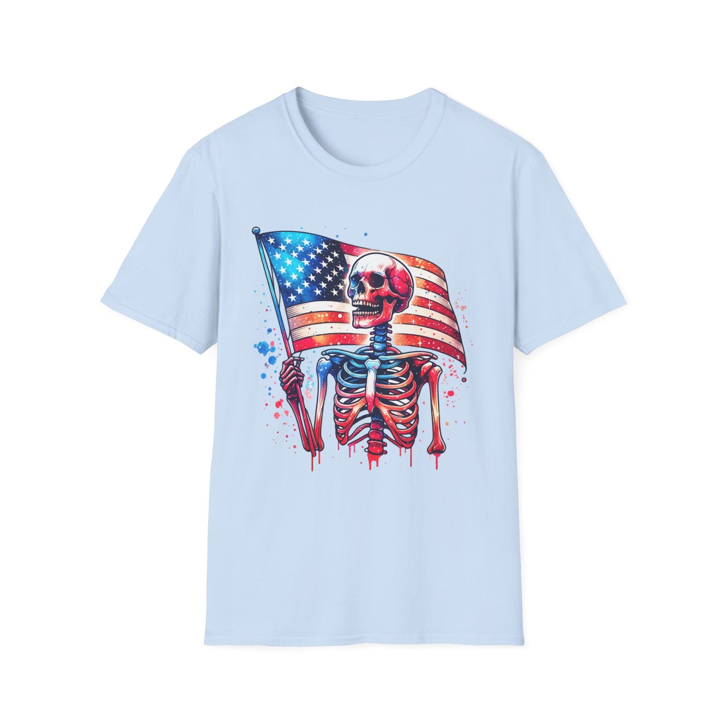 American Flag Skeleton T-Shirt — Patriotic Skull Tee for 4th of July