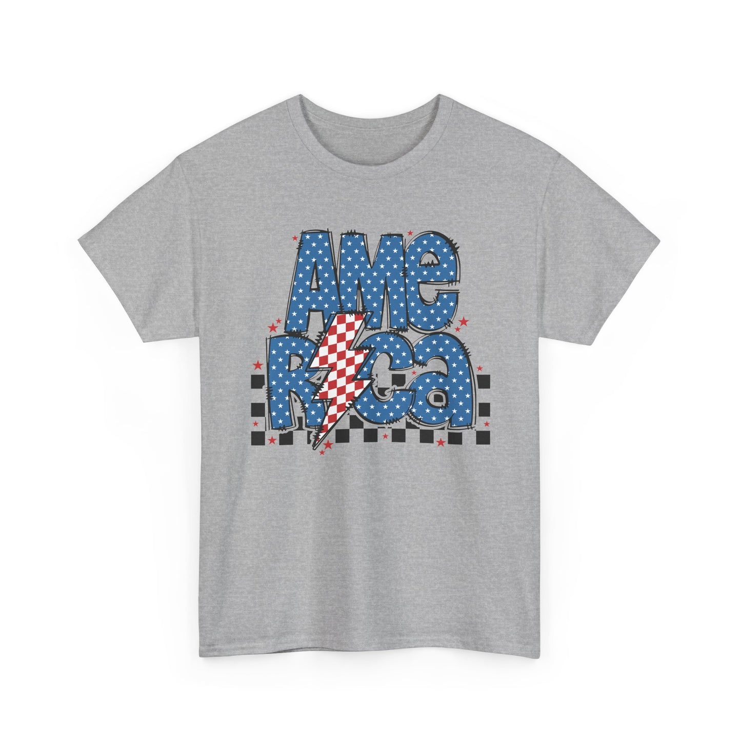America Lightning Flag T-Shirt — Patriotic Fourth of July Tee