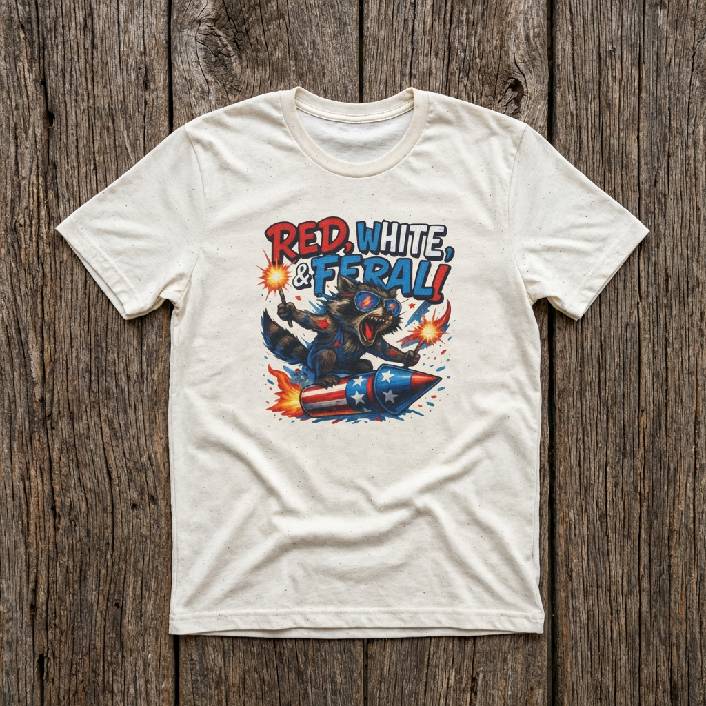 Red, White & Feral Bear T-Shirt
