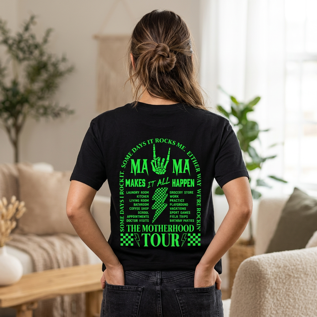 Mama Tour T-Shirt — Neon Rock 'Mama Makes It All Happen' Graphic Tee