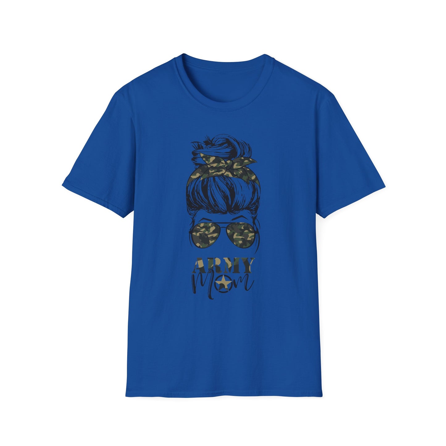 Army Mom T-Shirt — Camo Sunglasses & Messy Bun Military Mom Tee