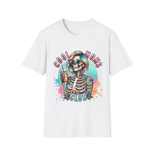 Cool Moms Club T-Shirt — Colorful Tattooed Skeleton Mom Graphic Tee