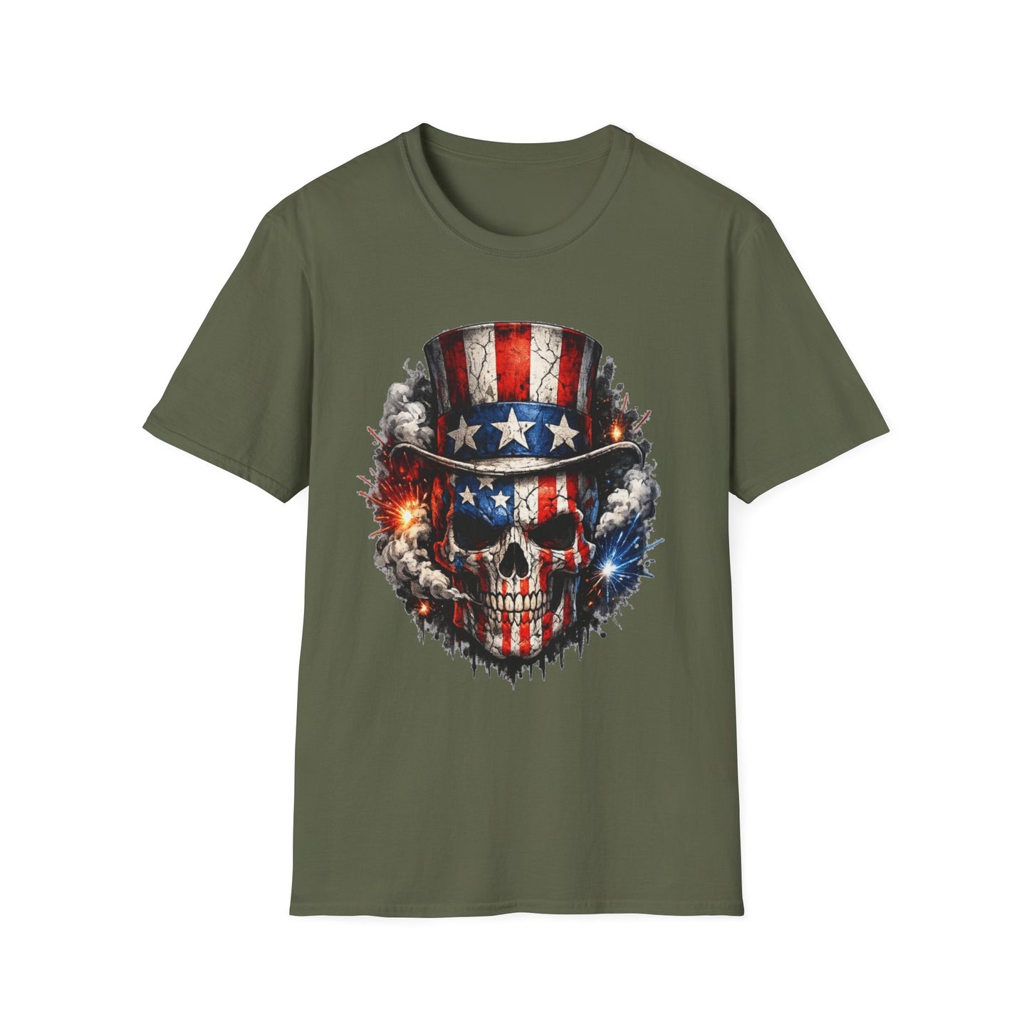 American Flag Skull T-Shirt — Patriotic Uncle Sam Skull Graphic Tee