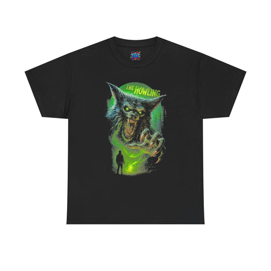 The Howling Wolf Head Tee | Neon Green Horror Graphic T-Shirt