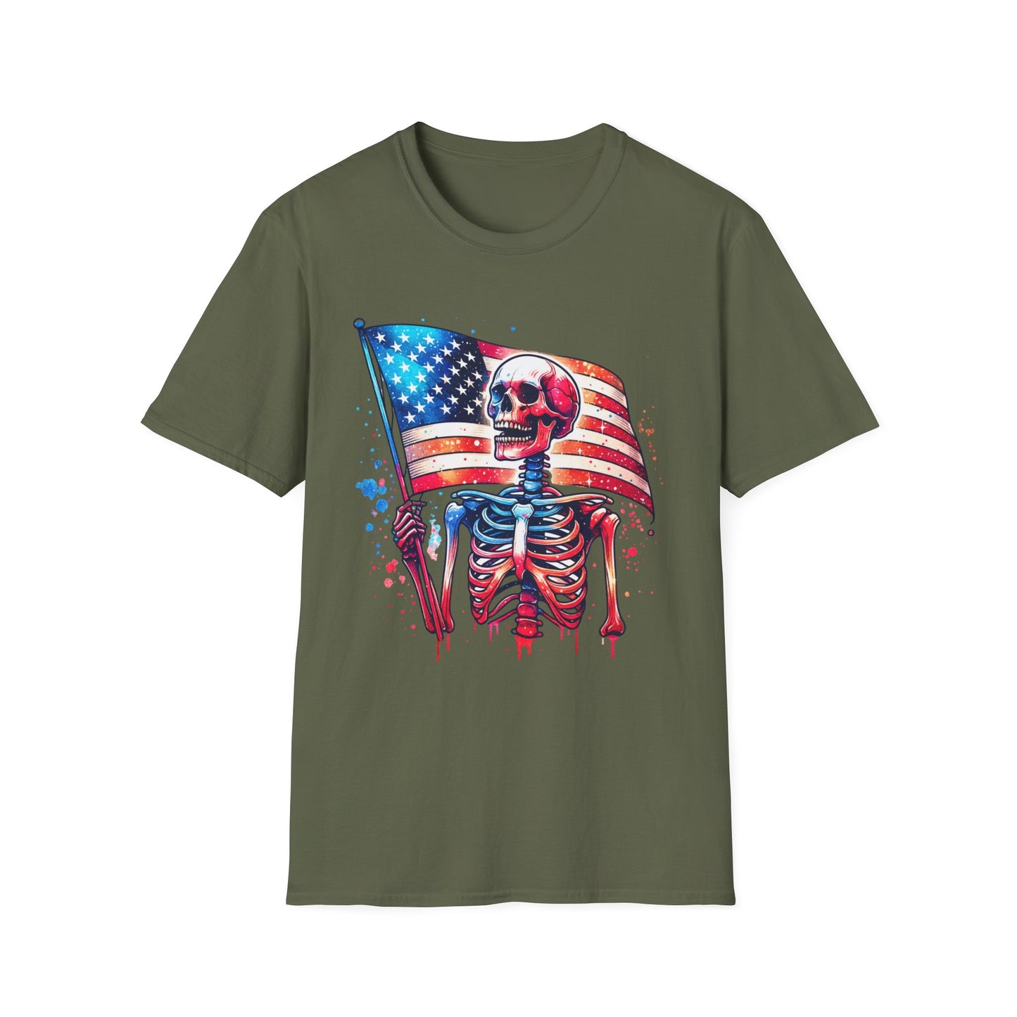 American Flag Skeleton T-Shirt — Patriotic Skull Tee for 4th of July